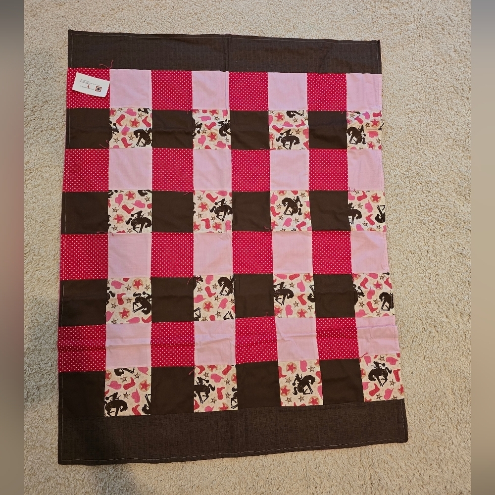 Child's Horse Handmade Quilt Cowgirl Country Polkadots Horse Wallhanging